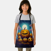 De zeven pompoenen lachen op Halloween nacht Schort (Insitu)