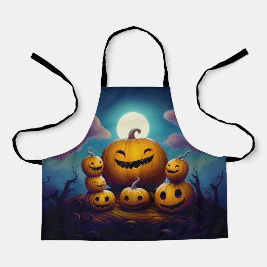 De zeven pompoenen lachen op Halloween nacht Schort (Voorkant)
