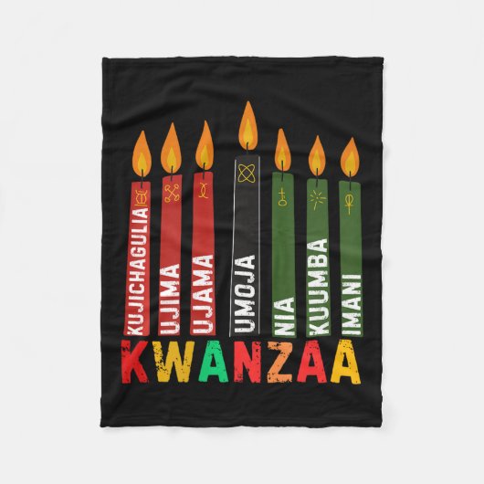 De zeven principes van Kwanzaa Kinara Happy Kwanz Fleece Deken (Voorkant)
