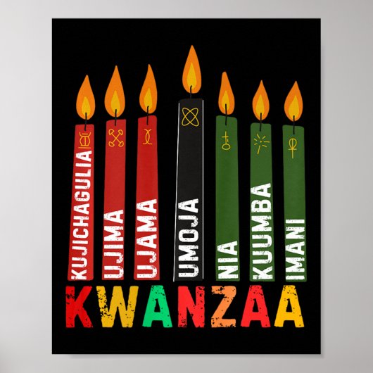 De zeven principes van Kwanzaa Kinara Happy Kwanz Poster (Voorkant)
