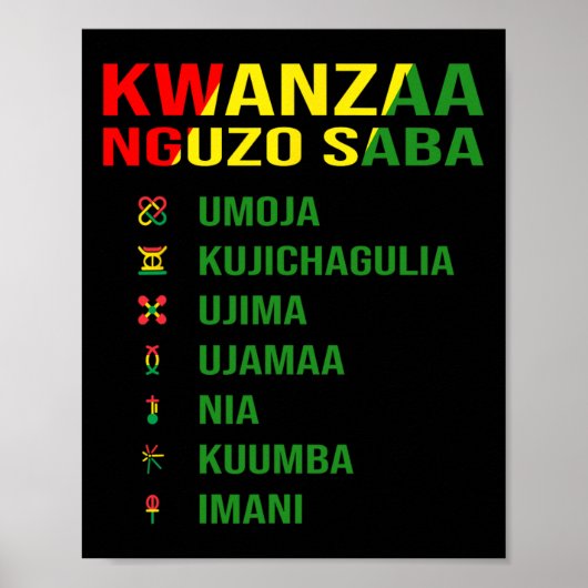 De zeven principes van Kwanzaa - Nguzo Saba Poster (Voorkant)