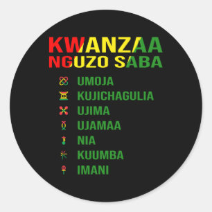 De zeven principes van Kwanzaa - Nguzo Saba Ronde Sticker