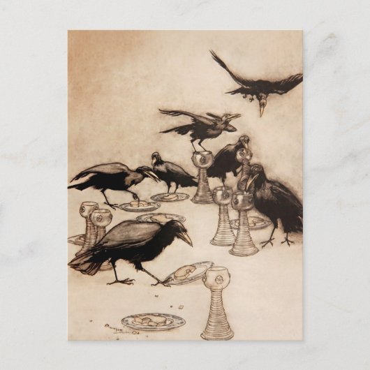 “De zeven raven” Aquarel van Arthur Rackham Briefkaart (Voorkant)