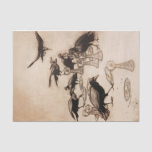 “De zeven raven” Aquarel van Arthur Rackham Tissuepapier