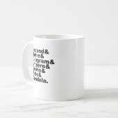 De zeven SI-basiseenheden en -metingen in de weten Koffiemok (Voorkant links)