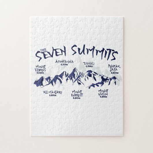 De zeven toppen van de bergbeklimming legpuzzel (Verticaal)