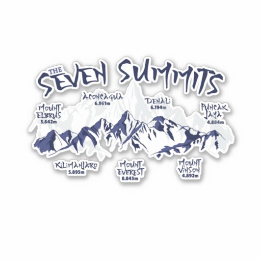 De zeven toppen van de bergbeklimming sticker (Voorkant)