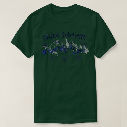 De zeven toppen van de bergbeklimming t-shirt (Design voorkant)
