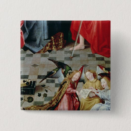 De zeven vreugde van het Maagd Altarstuk Vierkante Button 5,1 Cm (Voorkant)