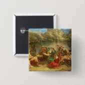 De zevende dag van het decameron vierkante button 5,1 cm (Voorkant /achterkant)