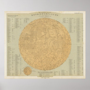 De zichtbare kant van de kaart van het maanoppervl poster