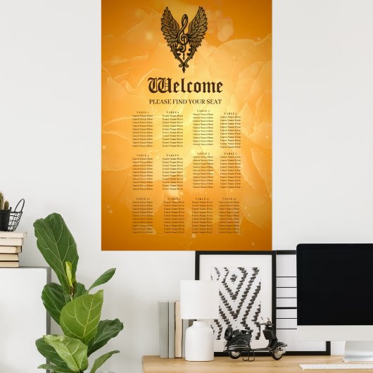 De ziel van de melodie, een gouden sleutel met vle poster (Thuiskantoor)