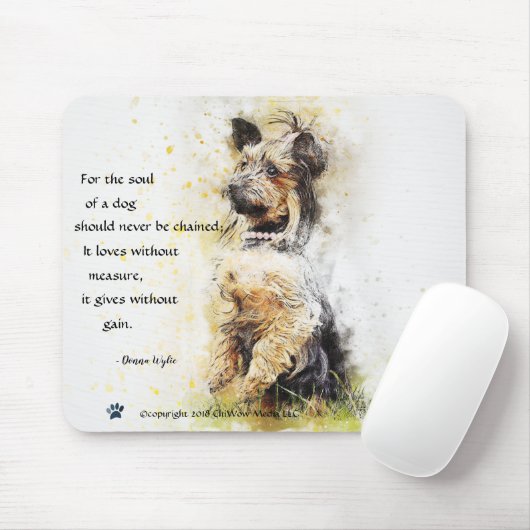 De ziel van een hond - Standing Yorkie Muismat (Met muis)