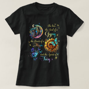 De ziel van een zigeuner: het hart van een hippie- t-shirt