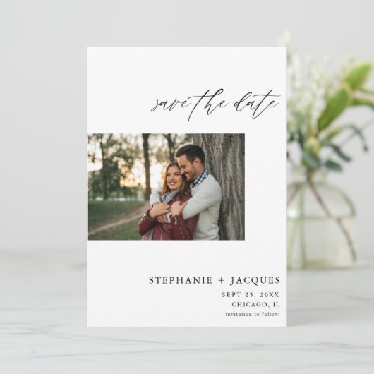 De zij H Moderne Foto sparen de Datum Kaart (Staand voorkant)