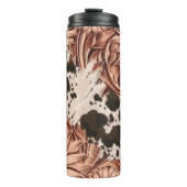 De zijdeachtige chocoladekleur bloemen thermosbeker (Voorkant)