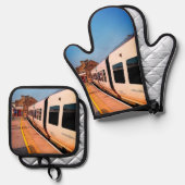 De zijkant van de trein ovenwant & pannenlap set (Voorkant / Achterkant)