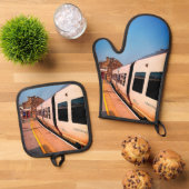 De zijkant van de trein ovenwant & pannenlap set (Top down)