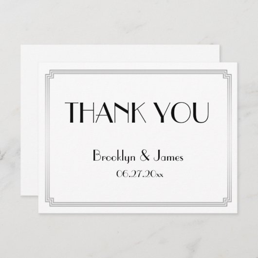 De Zilveren bruiloft van het Art deco van Gatsby Briefkaart (Voorkant / Achterkant)