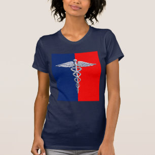 De zilveren Caduceus Medische Liga van het Symbool T-shirt