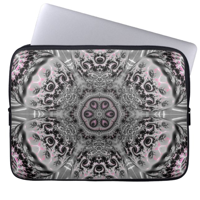 De Zilveren Fractale Tuin Laptop Sleeve (Voorkant)