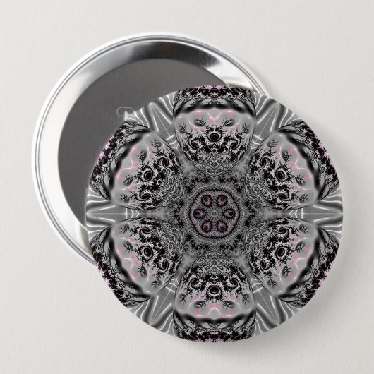 De Zilveren Fractale Tuin Ronde Button 4,0 Cm (Voorkant /achterkant)