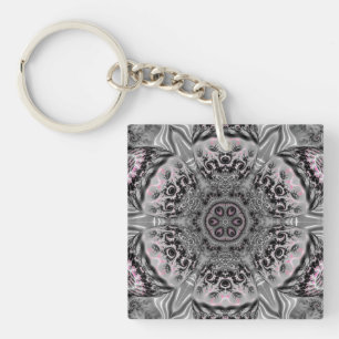 De Zilveren Fractale Tuin Sleutelhanger