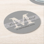 De zilveren Grijze Namen van de Bruidegom van de Ronde Kartonnen Onderzetter (Gebogen)