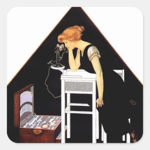 De zilveren kist van C. Coles Phillips Vierkante Sticker