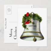 De zilveren Klok van Kerstmis Feestdagenkaart (Voorkant / Achterkant)