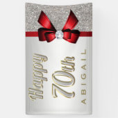 De zilveren Lovertjes Rode Faux buigen 70ste Spandoek (Verticaal)