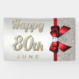 De zilveren Lovertjes Rode Faux buigen 80ste Spandoek