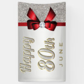 De zilveren Lovertjes Rode Faux buigen 80ste Spandoek (Verticaal)