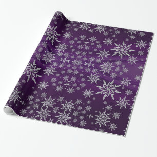 De Zilveren Sneeuwvlokken van Sparkly op Paars Cadeaupapier