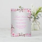 De zilveren Verjaardag Frangipani Zoete Zestien Kaart (Staand voorkant)