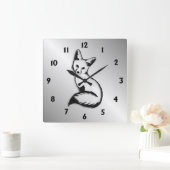 De zilveren Zwarte Aantallen van de Vos Vierkante Klok (Huis)