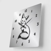 De zilveren Zwarte Aantallen van de Vos Vierkante Klok (Hoek)