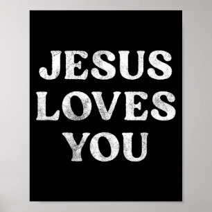 De zin Jesus Loves You Op Een Poster