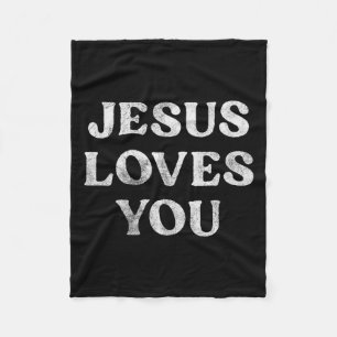 De zin 'Jezus houdt van jou' op een premium tri-bl Fleece Deken