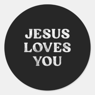 De zin Jezus houdt van jou op een Ronde Sticker