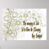 De zin van het leven: Inspirerend gouden bloemen Poster (Voorkant)