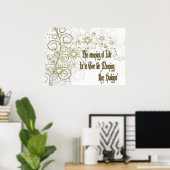 De zin van het leven: Inspirerend gouden bloemen Poster (Thuiskantoor)