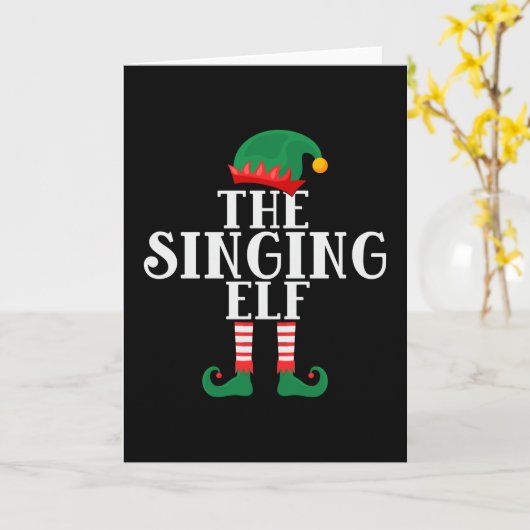 De zingende Elf Funny Kerstmis Kaart (Gele Bloem)