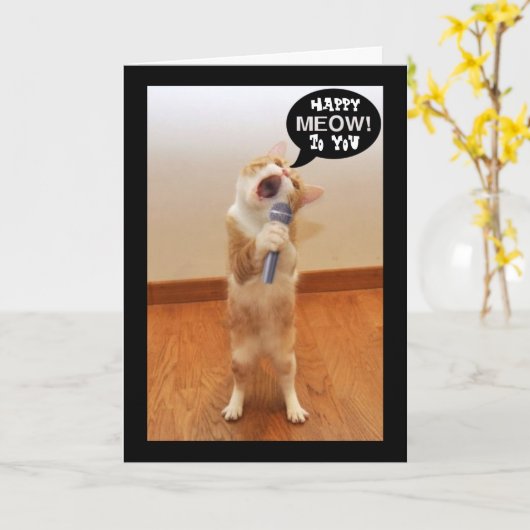 De zingende Kaart van de verjaardag van de kat (Gele Bloem)