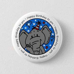 De zingende Knoop van de Verjaardag van de Olifant Ronde Button 5,7 Cm