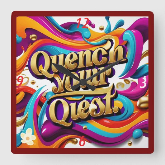 "De zoektocht begint" Vierkante Klok (Voorkant)