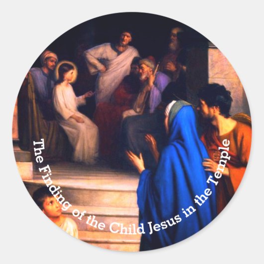 De zoektocht in de tempel-katholiek ronde sticker (Voorkant)