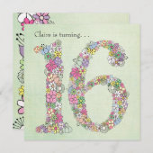 De zoete 16de Uitnodiging van de Douane van de (Voorkant / Achterkant)