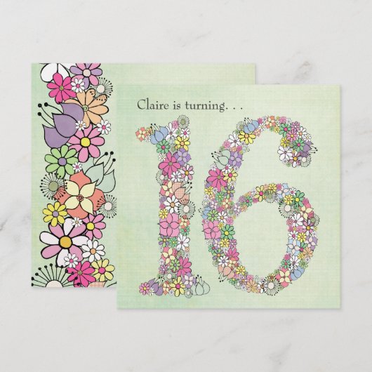 De zoete 16de Uitnodiging van de Douane van de (Voorkant / Achterkant)