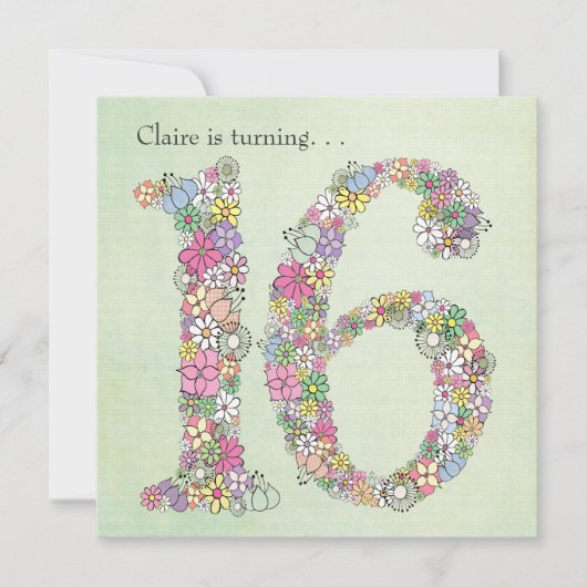 De zoete 16de Uitnodiging van de Douane van de (Voorkant)